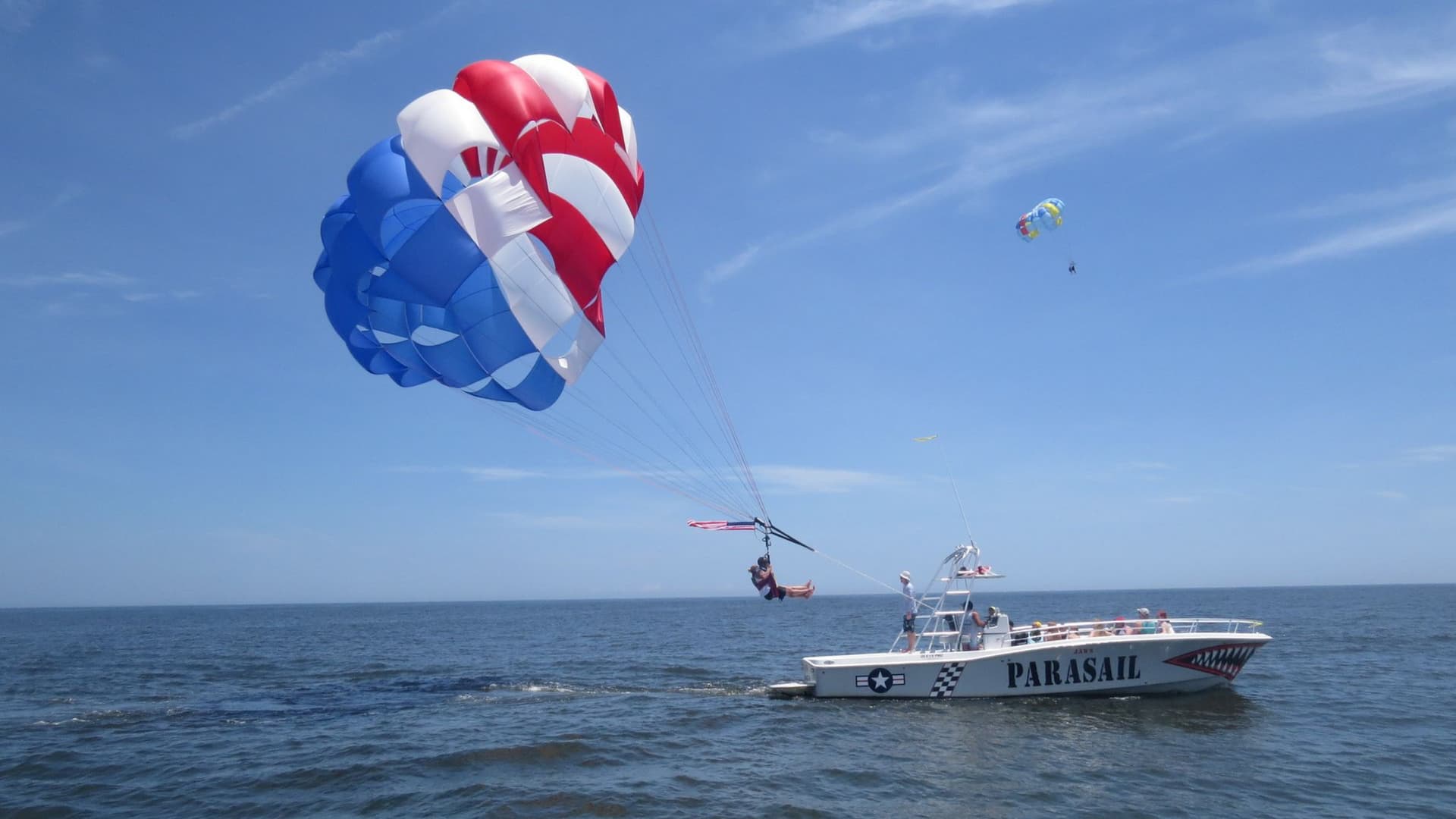 A parasail high above the Atlantic off Cocoa Beach on Florida's Space Coast.