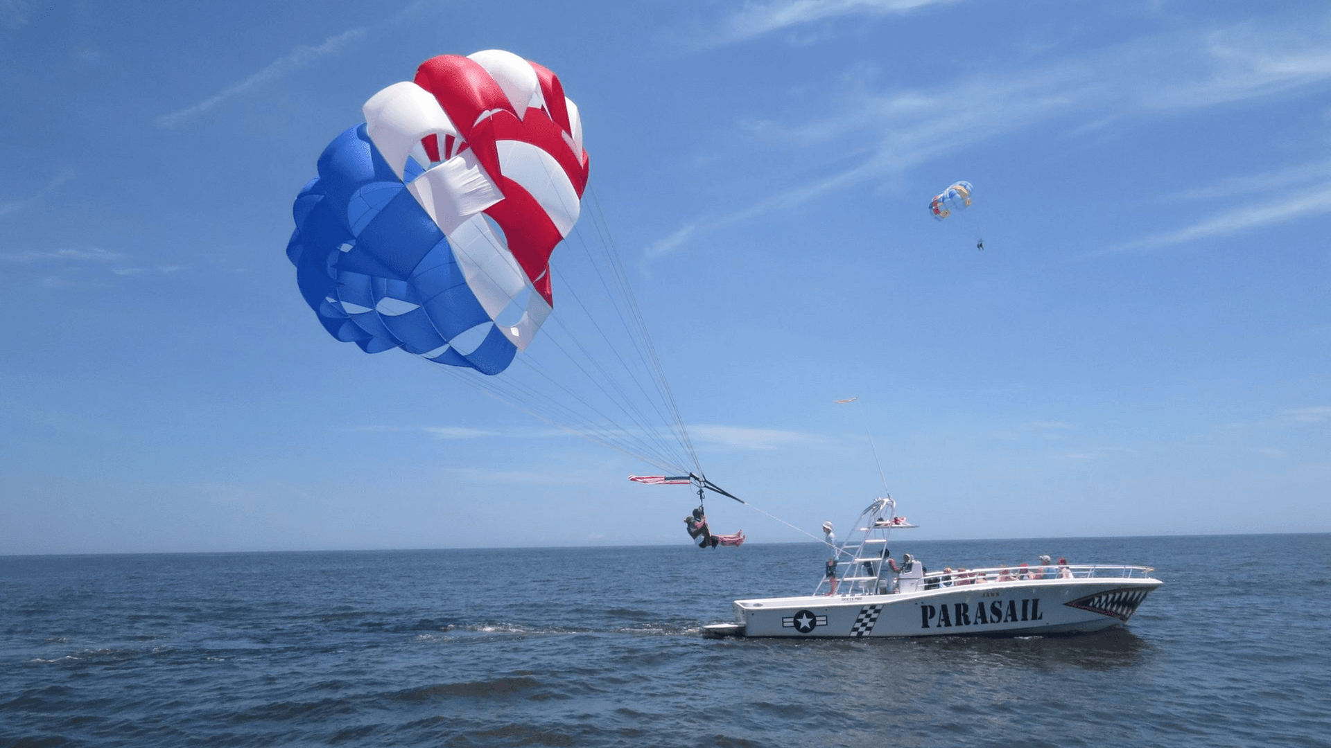 A parasail high above the Atlantic off Cocoa Beach on Florida's Space Coast.